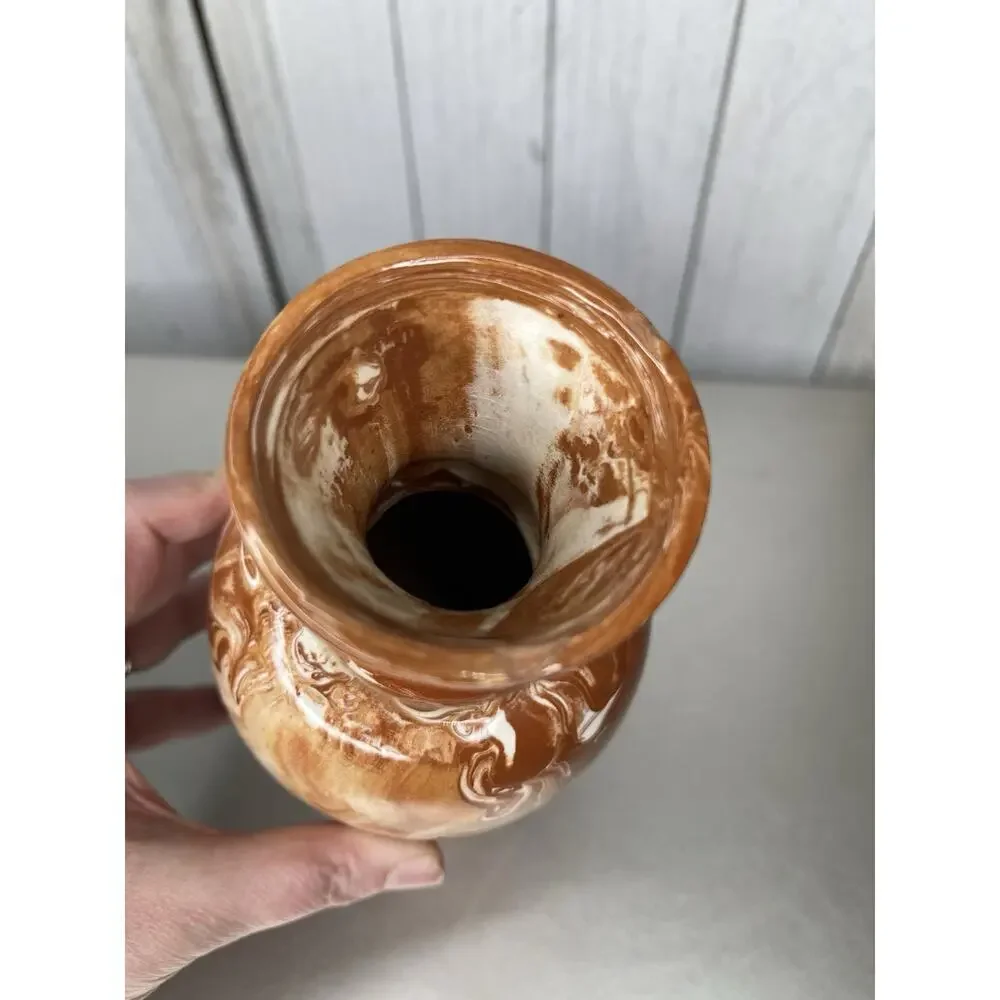 Handcrafted Swirled Pottery Alaska Vintage Mini Vase Orange White
